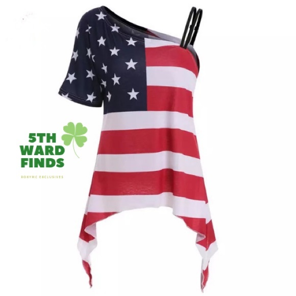 ARRIVED! One Shoulder Tank Patriotic Top 🇺🇸 - Picture 1 of 4
